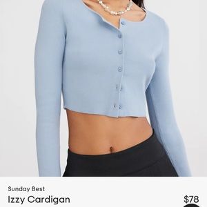 ** IMAGE FOR REFERENCE - actual colour is brownish/red Aritzia “Izzy” cardigan.